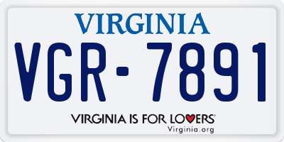 VA license plate VGR7891