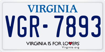 VA license plate VGR7893