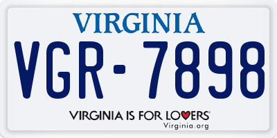 VA license plate VGR7898