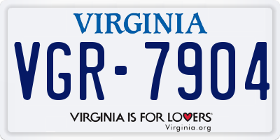 VA license plate VGR7904