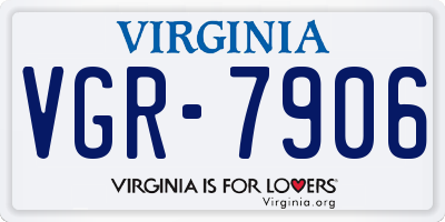 VA license plate VGR7906