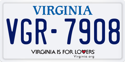 VA license plate VGR7908