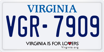 VA license plate VGR7909