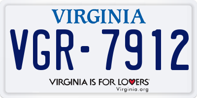 VA license plate VGR7912