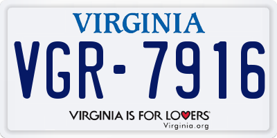 VA license plate VGR7916