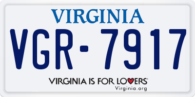 VA license plate VGR7917