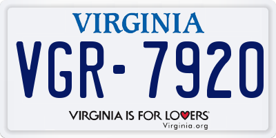 VA license plate VGR7920