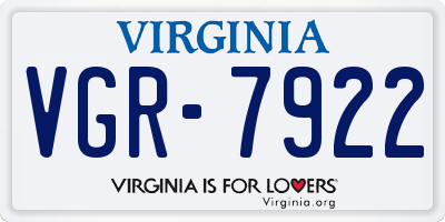 VA license plate VGR7922
