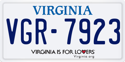 VA license plate VGR7923