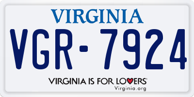 VA license plate VGR7924