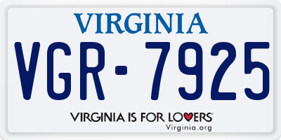 VA license plate VGR7925