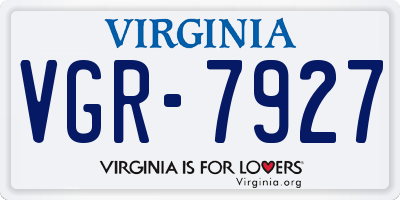 VA license plate VGR7927