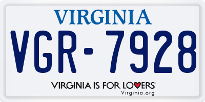 VA license plate VGR7928