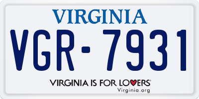 VA license plate VGR7931