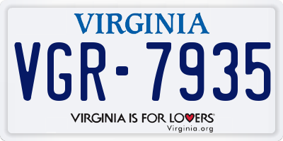 VA license plate VGR7935