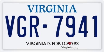 VA license plate VGR7941