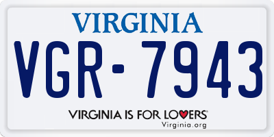 VA license plate VGR7943
