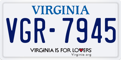 VA license plate VGR7945
