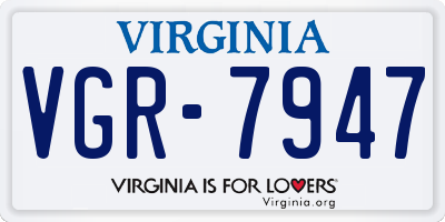 VA license plate VGR7947