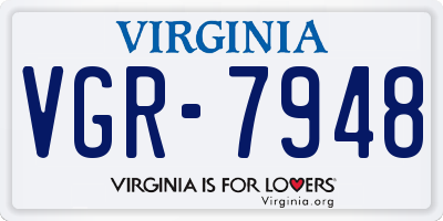 VA license plate VGR7948