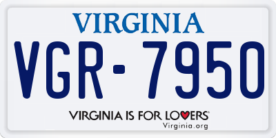VA license plate VGR7950