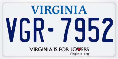 VA license plate VGR7952