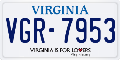 VA license plate VGR7953
