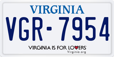 VA license plate VGR7954