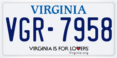 VA license plate VGR7958