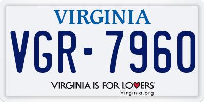 VA license plate VGR7960