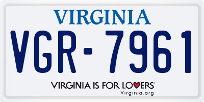 VA license plate VGR7961