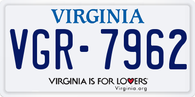 VA license plate VGR7962
