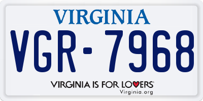 VA license plate VGR7968