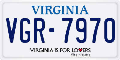 VA license plate VGR7970