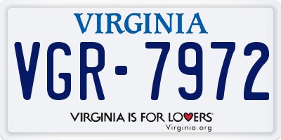 VA license plate VGR7972