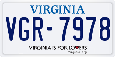 VA license plate VGR7978