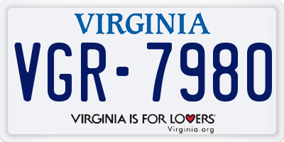 VA license plate VGR7980