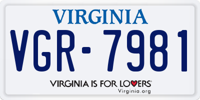 VA license plate VGR7981