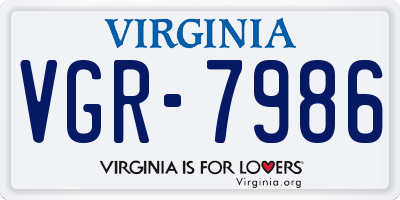 VA license plate VGR7986