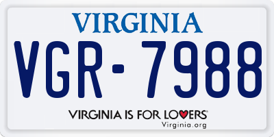 VA license plate VGR7988