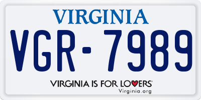 VA license plate VGR7989