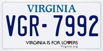 VA license plate VGR7992