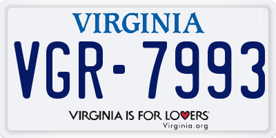 VA license plate VGR7993