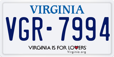 VA license plate VGR7994