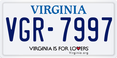 VA license plate VGR7997