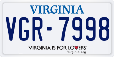 VA license plate VGR7998