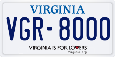 VA license plate VGR8000