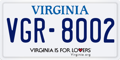 VA license plate VGR8002