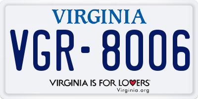 VA license plate VGR8006