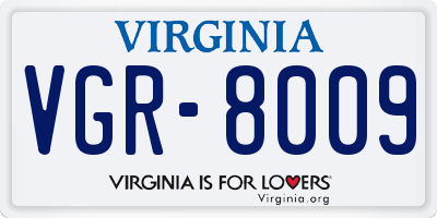 VA license plate VGR8009